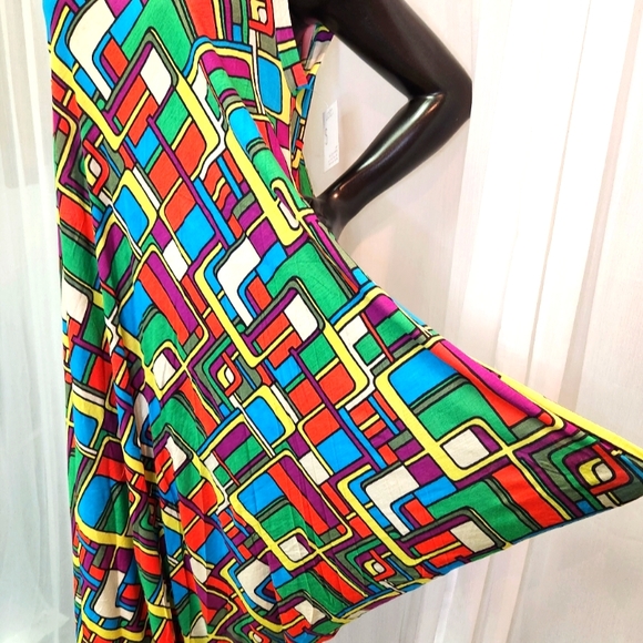 Custom Cut & Sewn - Colorful Geometric Dress with Sash - Picture 2 of 16